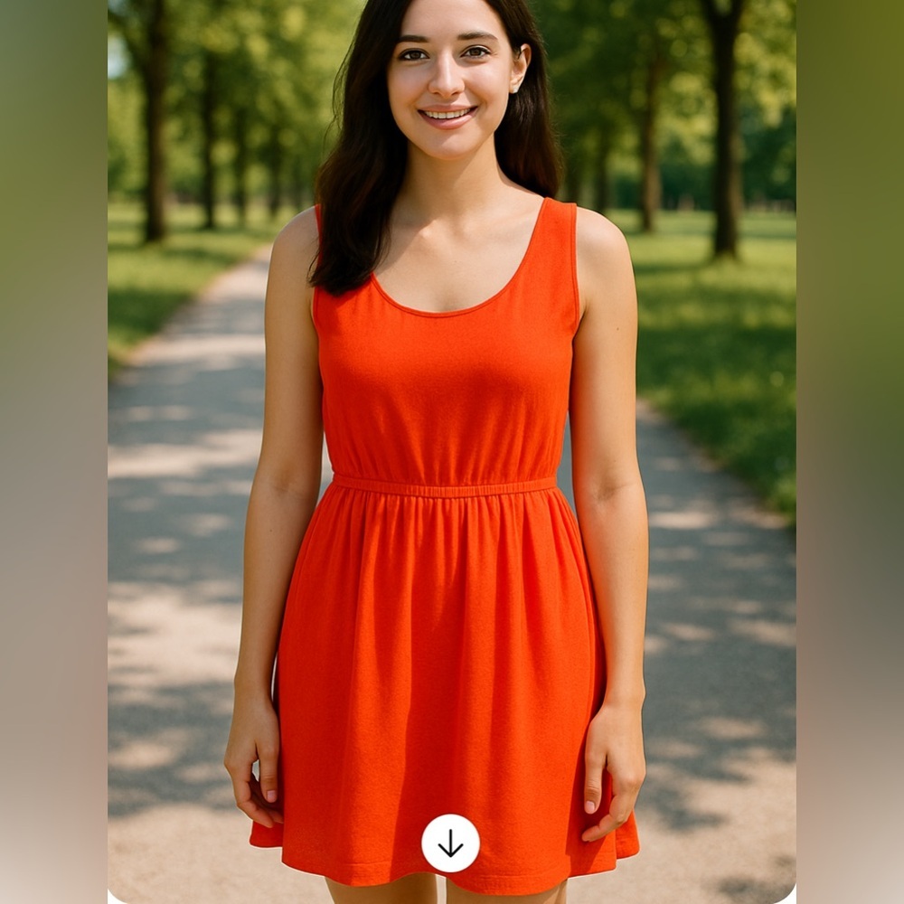 J.Crew XS Orange Cotton Empire Waist Summer Tank Dress Keyhole Back Y2K Style